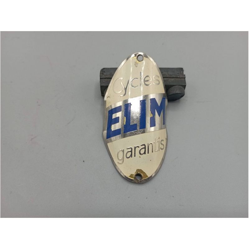 plaque vélo elim émaillée cadre marque constructeur vintage rétro ancien tube de direction