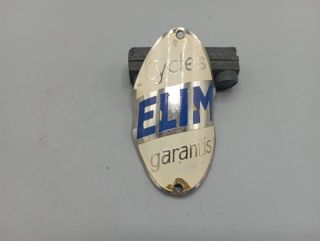 plaque vélo elim émaillée cadre marque constructeur vintage rétro ancien tube de direction