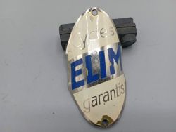 plaque vélo elim émaillée cadre marque constructeur vintage rétro ancien tube de direction