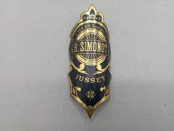 R. Simonot Cycles bicycle plate, vintage retro frame, manufacturer's mark, old head tube