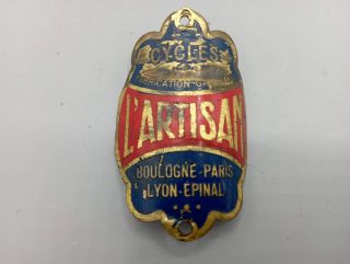 plaque vélo l'artisan  cadre marque constructeur vintage rétro ancien tube de direction