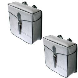Vintage grey bicycle mopped panniers for rear luggage rack